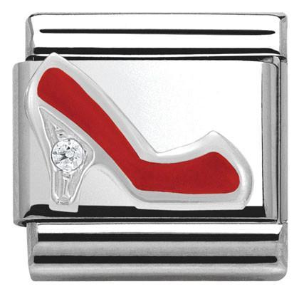 330305/10 CLASSIC Silver & enamel,1 CZ,925 silver Red Stilletto - SayItWithDiamonds.com