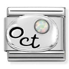 330505/10 Classic ,S/steel,silver,stones October WHITE OPAL - SayItWithDiamonds.com