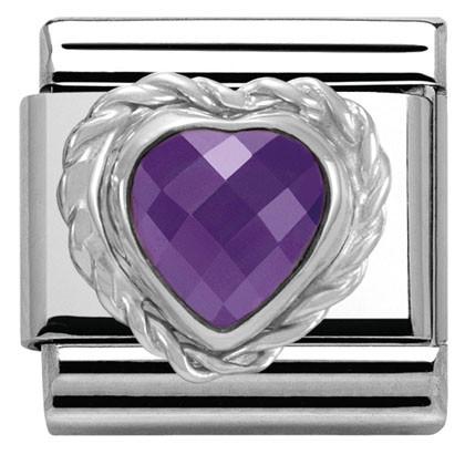 330603/001 CL HEART FACETED CZ,S/Steel,925 silver twisted setting purple - SayItWithDiamonds.com