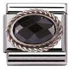 330604/011 Classic FACETED CZ Black,S/steel,silver setting - SayItWithDiamonds.com