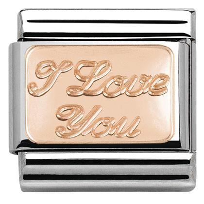430101/30 Classic PLATES S/steel Bonded Rose Gold Gold I love you - SayItWithDiamonds.com