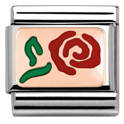 430201/10 Classic PLATES S/Steel, Bonded Rose Gold,enamel Red Rose - SayItWithDiamonds.com