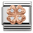 430302/04 Classic S/steel,Rose Gold,CZ Four-Leaf Clover - SayItWithDiamonds.com