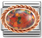 430507/08 Classic RICH SETTING STONE,S/steel,9k Rosegold RED OPAL - SayItWithDiamonds.com