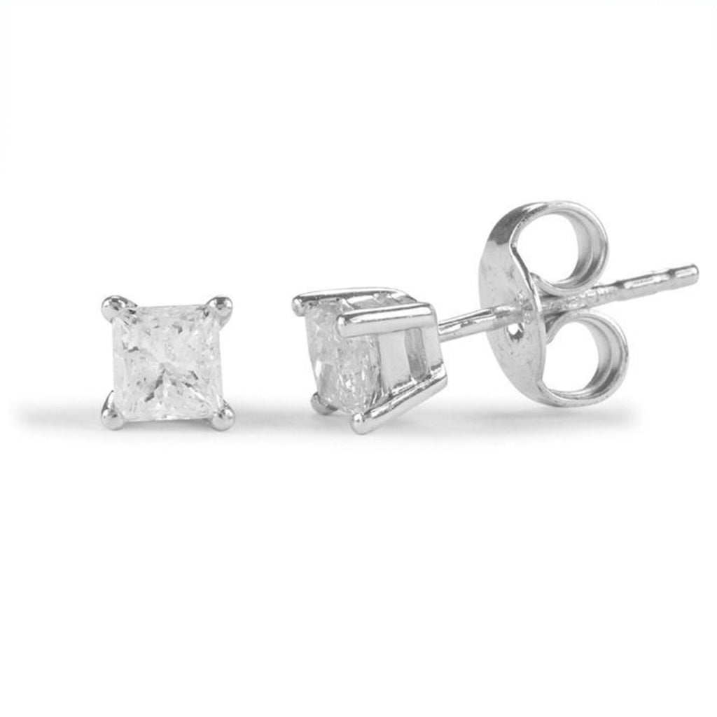 9ct Certified Diamond Earrings - Princess Cut Claw Set - SayItWithDiamonds.com