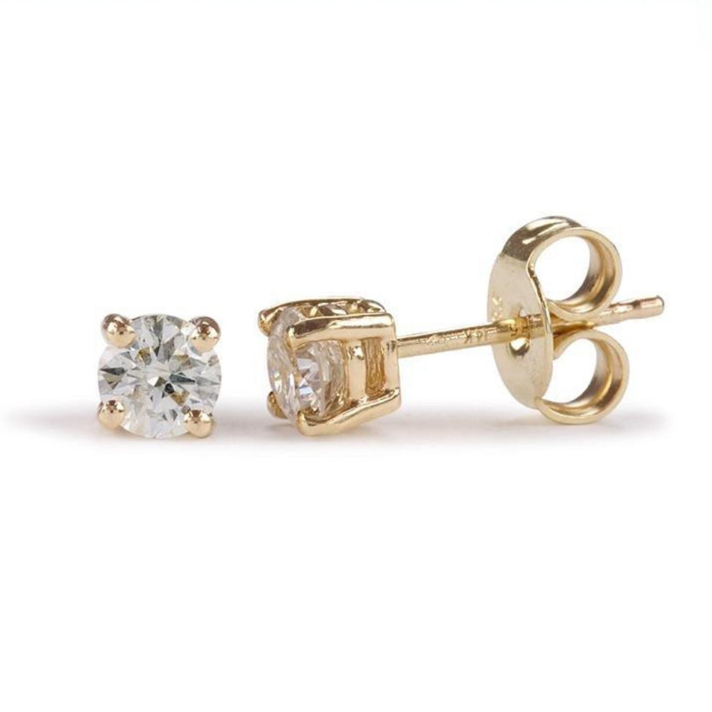 9ct Certified Diamond Earrings - Round Claw Set - SayItWithDiamonds.com