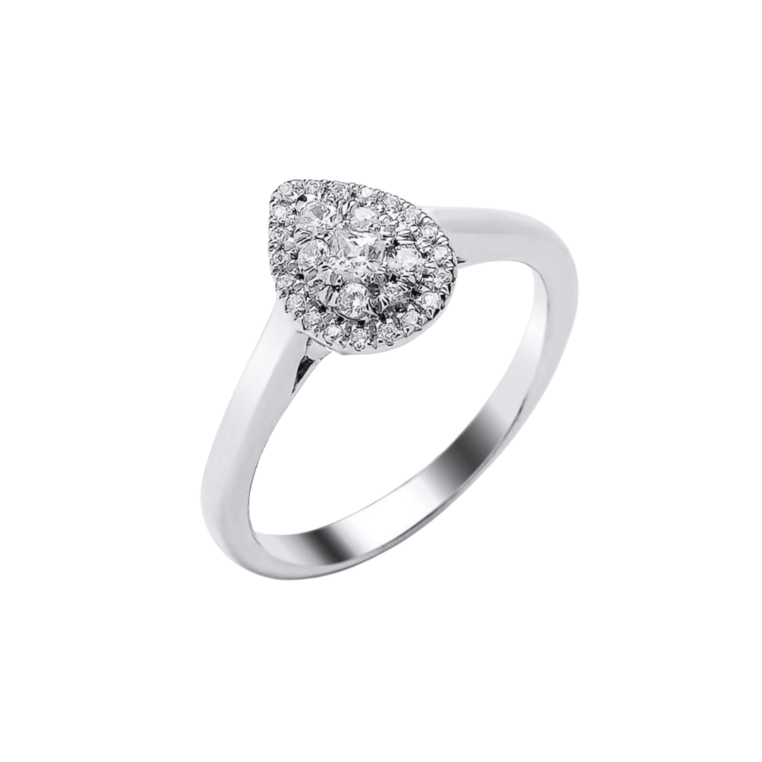 9ct White Gold Pear Plain Band 0.25ct - SayItWithDiamonds.com