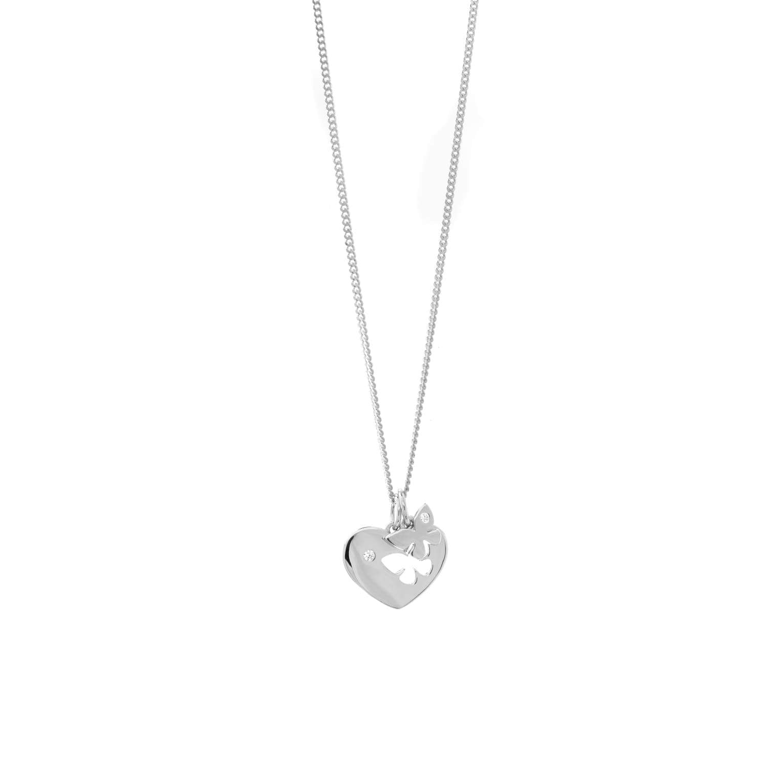 Cut Out Butterfly Heart Necklace - Sterling Silver - SayItWithDiamonds.com