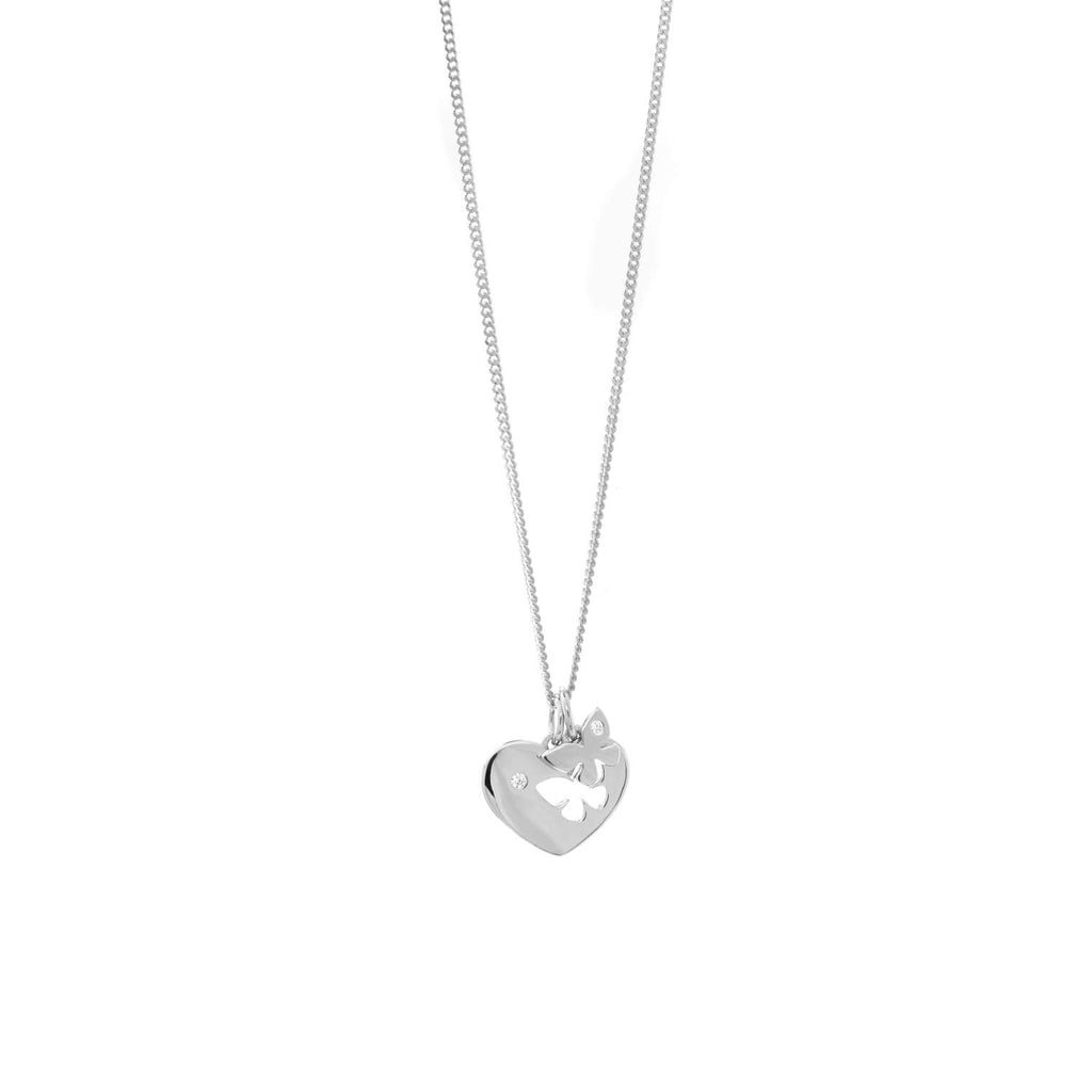 Cut Out Butterfly Heart Necklace - Sterling Silver - SayItWithDiamonds.com