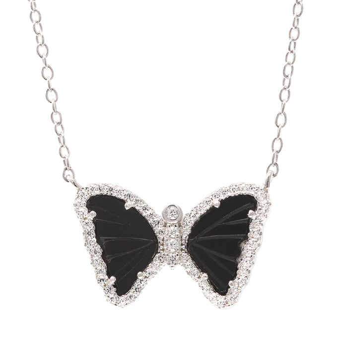 Diamond Butterfly Pendant Alloy Three Layer Necklace