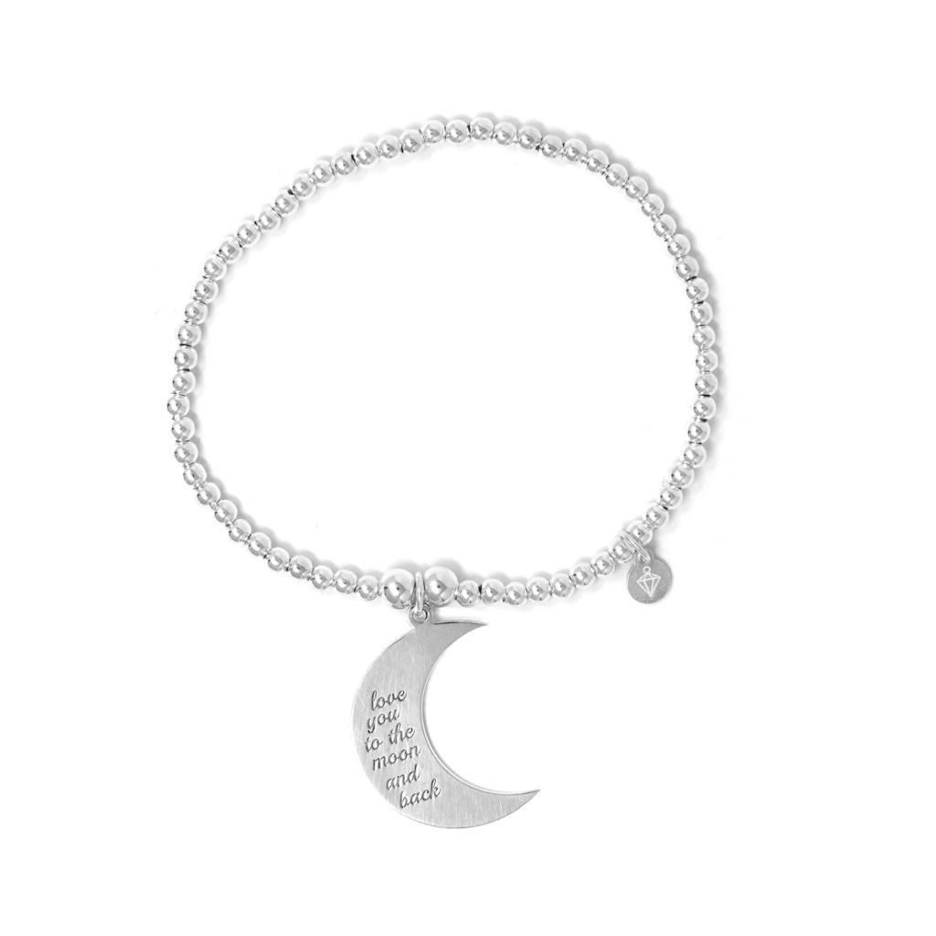 Sterling Silver Ball Bracelet with Moon Charm - SayItWithDiamonds.com