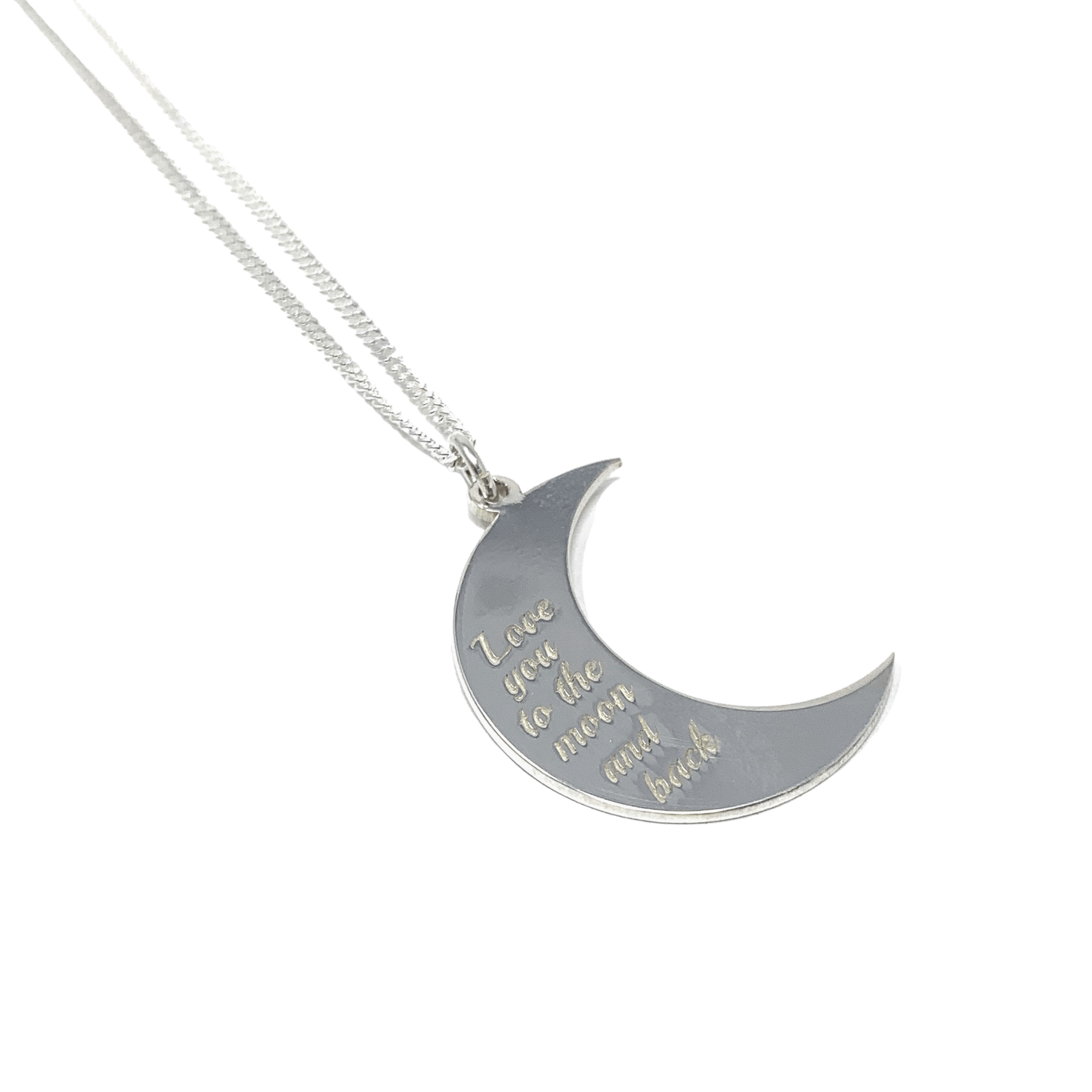 Sterling Silver Necklace with Moon Pendant - SayItWithDiamonds.com