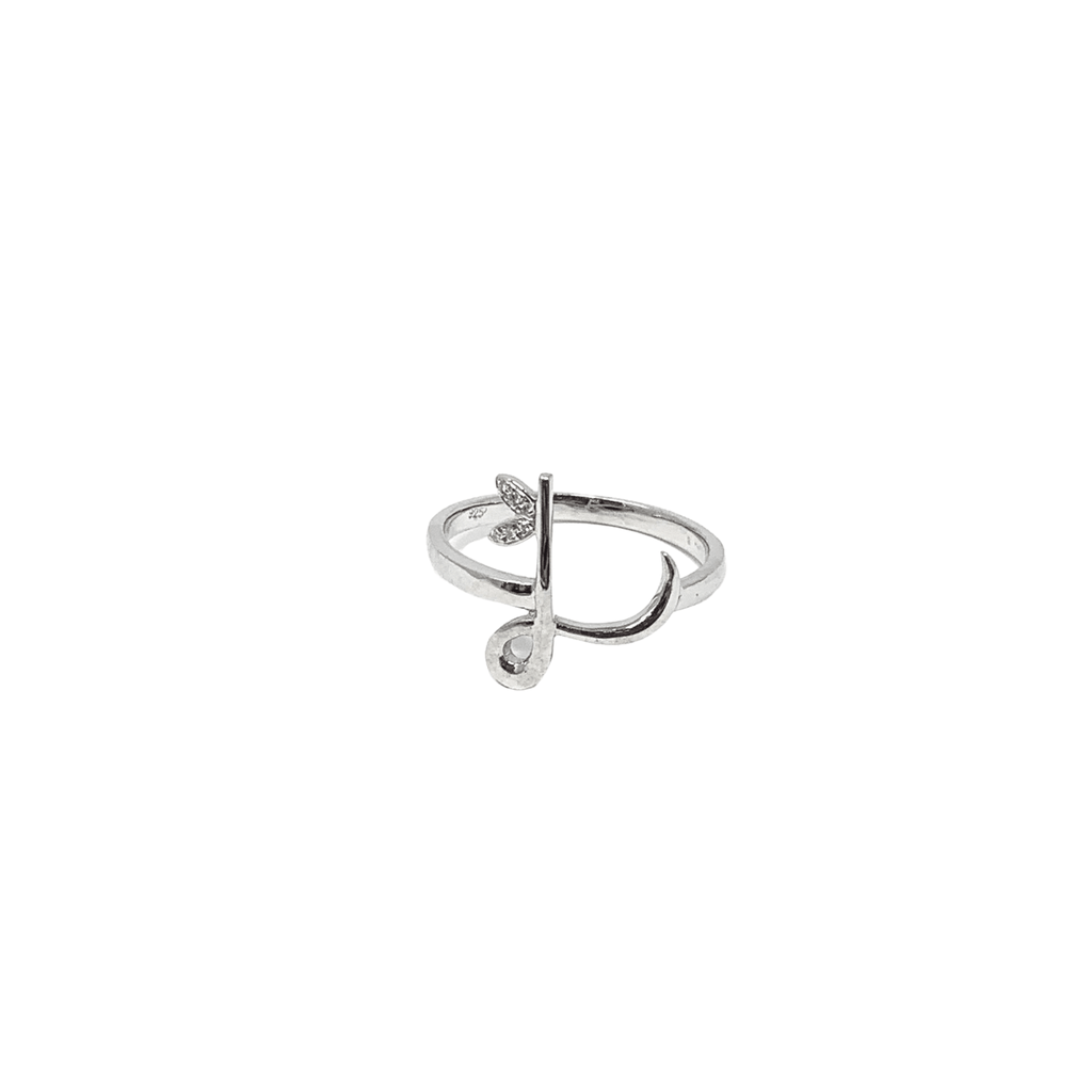 Sterling Silver - Winged Diamond Initial Ring - SayItWithDiamonds.com